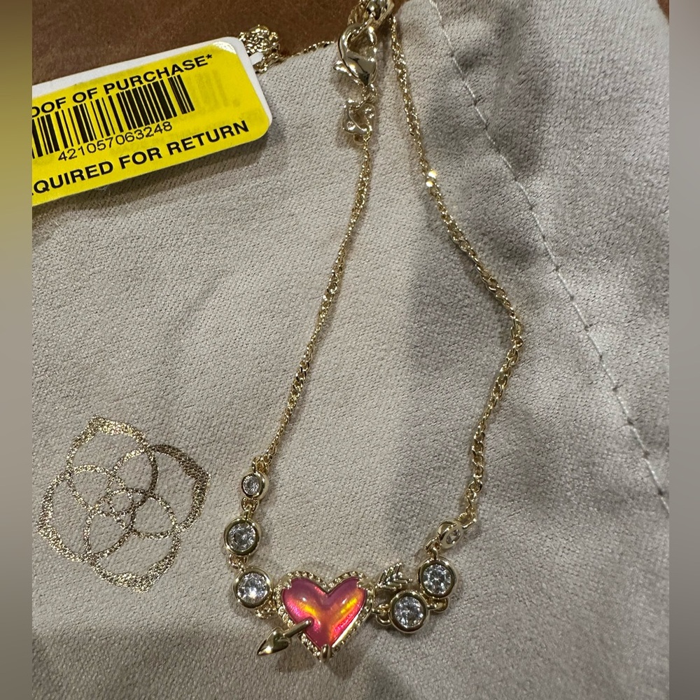 Kendra Scott Ari Heart gold and pink adjustable bracelet